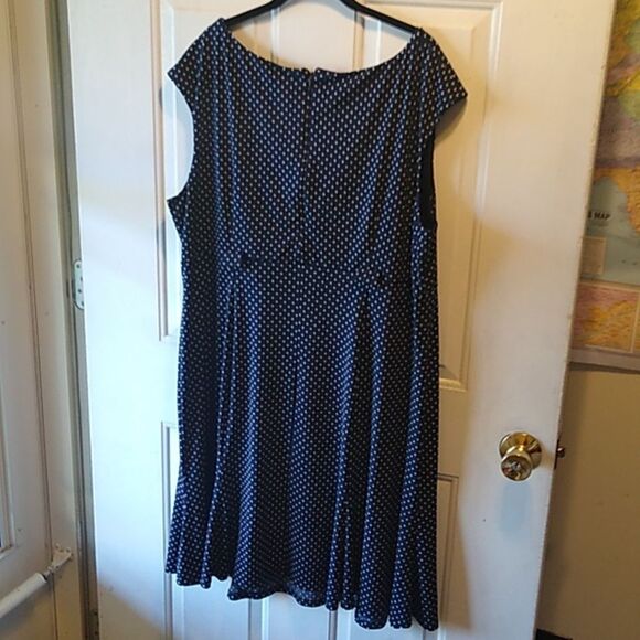 Established 1962 Blue and White A-Line Scoop Neck Midi Dress - Picture 3 of 6